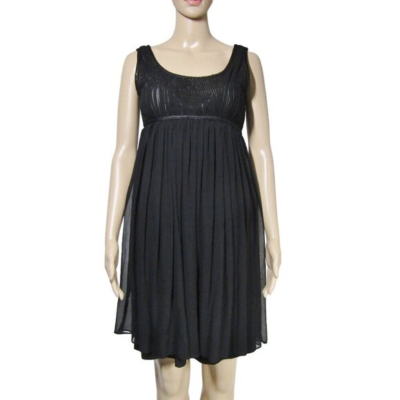 Y2K 100% Silk BABY DOLL XS Fairy Goth Coquette Whimsigoth Empire Black Dress - Picture 1 of 11